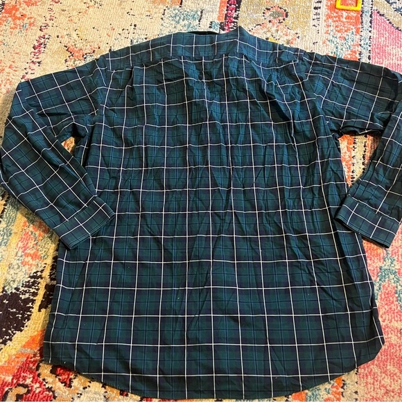 LL Bean Mini-Tartan Shirt Men’s XL TALL Blue/Green Trad Fit - Picture 6 of 7